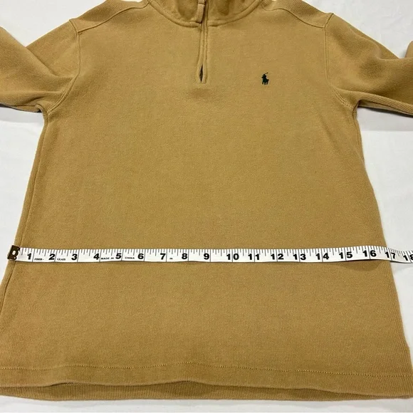 Polo Ralph Lauren Boys 1/4 Zip Pullover Sweater Size M 10-12 Cotton Knit Tan - Picture 8 of 12